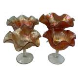 Carnival Glass Ruffled Edge Compotes