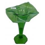 Green Glass Jack-in-the-Pulpit Vase