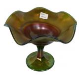 Iridescent Art Glass Pedestal Compote