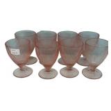 Pink Depression Glass Ribbed Goblets x8