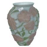 Raised Floral Relief Ceramic Vase