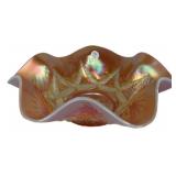 Carnival Glass Ruffled Bowl Marigold