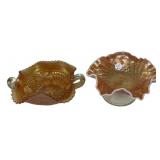 Two Marigold Carnival Glass Bowls