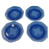 Blue Depression Glass Plates Set of 4