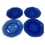 Cobalt Blue Depression Glass Plates Set