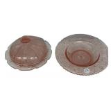 Pink Depression Glass Butter Dish & Bowl