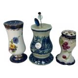Trio of Ceramic Hat Pin Holders