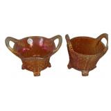 Carnival Glass Basketweave Creamer Set