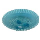 Blue Opalescent Glass Bowl Floral