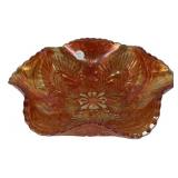 Marigold Carnival Glass Ruffled Bowl