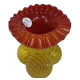 Red & Yellow Ceramic Flower-Form Vase