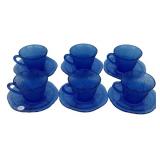 Cobalt Blue Depression Glass Cups Saucers