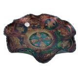 Carnival Glass Ruffled Bowl Floral