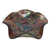 Carnival Glass Grape & Leaf Bowl
