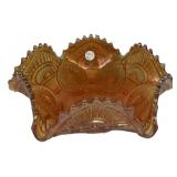 Marigold Carnival Glass Ruffled Bowl
