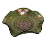 Carnival Glass Ruffled Edge Bowl