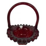 Fenton Ruby Red Hobnail Glass Basket
