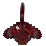 Fenton Ruby Red Hobnail Glass Basket