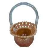 Carnival Glass Basketweave Basket