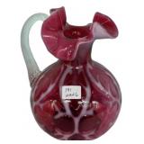 Cranberry Glass Ruffled Pitcher