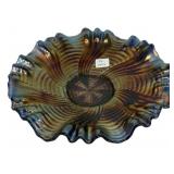 Carnival Glass Ruffled Edge Bowl