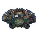 Carnival Glass Grape & Leaf Bowl