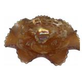 Marigold Carnival Glass Ruffled Bowl