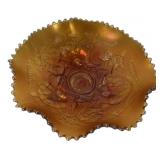 Carnival Glass Ruffled Bowl Marigold