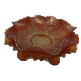 Marigold Carnival Glass Ruffled Bowl