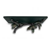 Wooden shelf, iron pine cone brackets, 6' x 18'