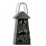 Candle lantern, cast iron, dragon fly design,