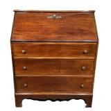 Slant front desk, ca 1950, mahogany, 3 drawers,