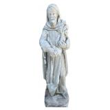 Cast Stone St. Fiacre Figure, 31' T, 8' base