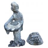 Cast Stone Geisha Girl Bird Bath, 24' T
