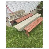 Five wood benches