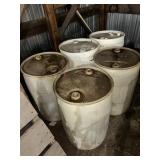 5 plastic barrels