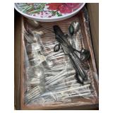 Silverware, serving trays, pitcher