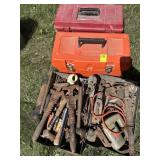 Vintage tools, two plastic toolboxes