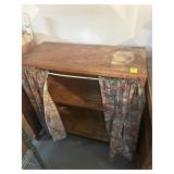 Wood shelf with curtains