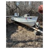 Aluminum Boat with Johnson engine, trolling motor