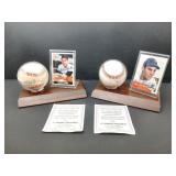 Yogi Berra Whitey Ford Signed Ball Card Displays