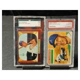 1955+56 Eddie Mathews/Enos Slaughter Graded Cards