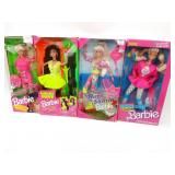 Neon/Day-Glo/Bright Outfits Barbie Dolls Lot of 4