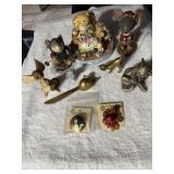 Cat & Mouse Lot - Cloisonnï¿½ cat pins, music box,