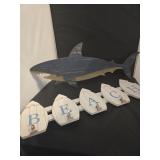 2 - Rustic Shark and Beach Wooden Decorative Wall