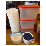 Tupperware lot - hamburger press & storage,