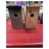 2 handmade wooden bird nesting boxes