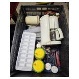 Kitchen lot, includes 16 x 23 x 8 plastic crate