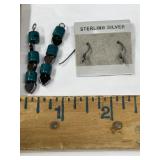 Sterling silver earring wires, blue and silver