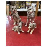 Resin wolf family figures 3 to 8 inches tall